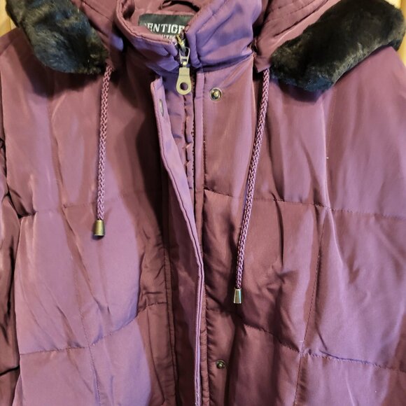 Centigrade Down Quilted Coat w/ Detachable Faux Fur Hood XL Purple - Picture 2 of 8